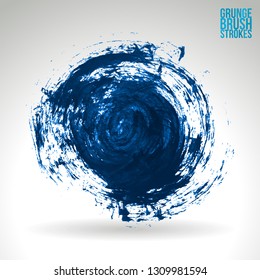 Blue brush stroke and texture. Grunge vector abstract hand - painted element. Underline and border design.