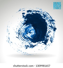 Blue brush stroke and texture. Grunge vector abstract hand - painted element. Underline and border design.