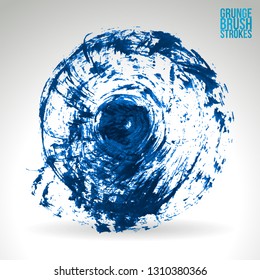 Blue brush stroke and texture. Grunge vector abstract hand - painted element. Underline and border design.