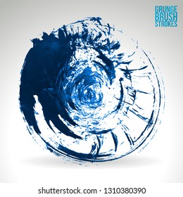 Blue brush stroke and texture. Grunge vector abstract hand - painted element. Underline and border design.