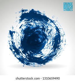 Blue brush stroke and texture. Grunge vector abstract hand - painted element. Underline and border design.