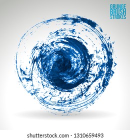 Blue brush stroke and texture. Grunge vector abstract hand - painted element. Underline and border design.