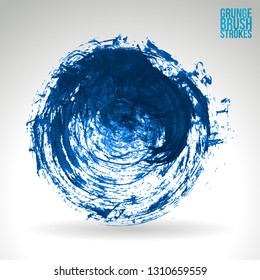 Blue brush stroke and texture. Grunge vector abstract hand - painted element. Underline and border design.