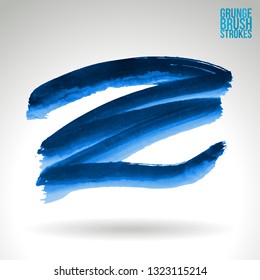 Blue brush stroke and texture. Grunge vector abstract hand - painted element. Underline and border design.