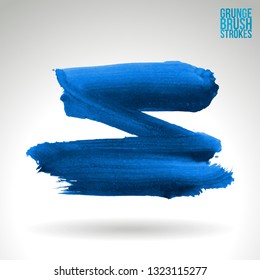 Blue brush stroke and texture. Grunge vector abstract hand - painted element. Underline and border design.