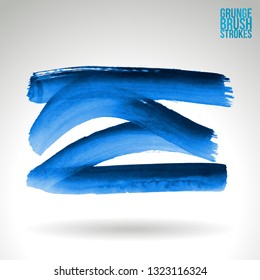 Blue brush stroke and texture. Grunge vector abstract hand - painted element. Underline and border design.