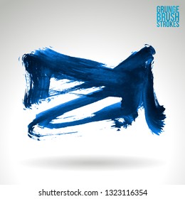 Blue brush stroke and texture. Grunge vector abstract hand - painted element. Underline and border design.