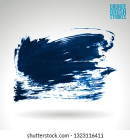 Blue brush stroke and texture. Grunge vector abstract hand - painted element. Underline and border design.