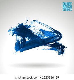 Blue brush stroke and texture. Grunge vector abstract hand - painted element. Underline and border design.