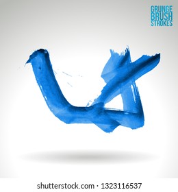 Blue brush stroke and texture. Grunge vector abstract hand - painted element. Underline and border design.