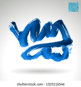 Blue brush stroke and texture. Grunge vector abstract hand - painted element. Underline and border design.