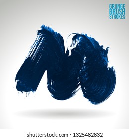 Blue brush stroke and texture. Grunge vector abstract hand - painted element. Underline and border design.