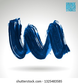 Blue brush stroke and texture. Grunge vector abstract hand - painted element. Underline and border design.