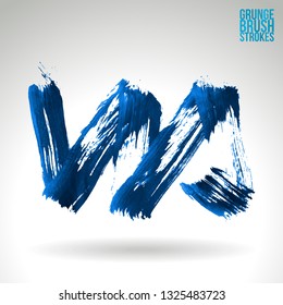 Blue brush stroke and texture. Grunge vector abstract hand - painted element. Underline and border design.