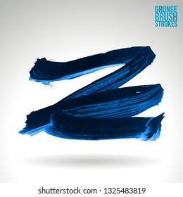 Blue brush stroke and texture. Grunge vector abstract hand - painted element. Underline and border design.