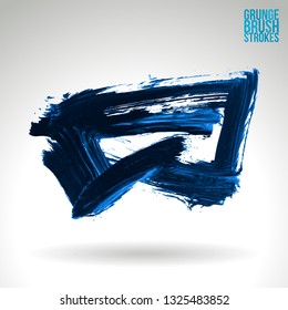 Blue brush stroke and texture. Grunge vector abstract hand - painted element. Underline and border design.