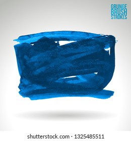 Blue brush stroke and texture. Grunge vector abstract hand - painted element. Underline and border design.