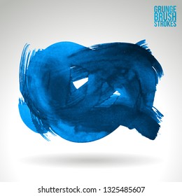 Blue brush stroke and texture. Grunge vector abstract hand - painted element. Underline and border design.