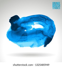 Blue brush stroke and texture. Grunge vector abstract hand - painted element. Underline and border design.