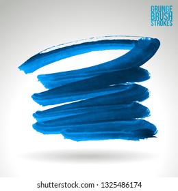 Blue brush stroke and texture. Grunge vector abstract hand - painted element. Underline and border design.
