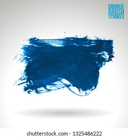 Blue brush stroke and texture. Grunge vector abstract hand - painted element. Underline and border design.