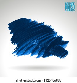 Blue brush stroke and texture. Grunge vector abstract hand - painted element. Underline and border design.