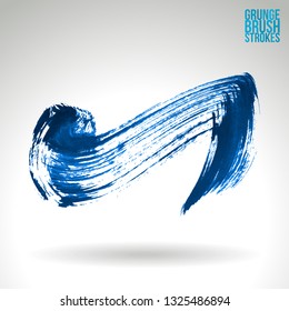 Blue brush stroke and texture. Grunge vector abstract hand - painted element. Underline and border design.