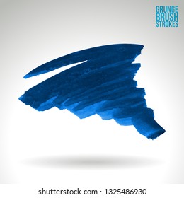 Blue brush stroke and texture. Grunge vector abstract hand - painted element. Underline and border design.