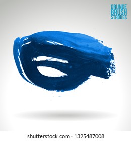 Blue brush stroke and texture. Grunge vector abstract hand - painted element. Underline and border design.
