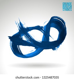 Blue brush stroke and texture. Grunge vector abstract hand - painted element. Underline and border design.