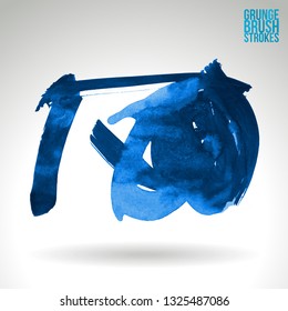 Blue brush stroke and texture. Grunge vector abstract hand - painted element. Underline and border design.