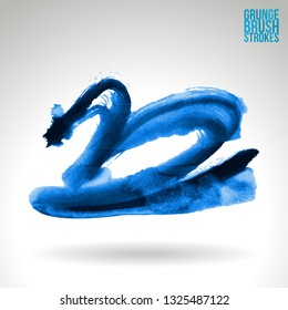 Blue brush stroke and texture. Grunge vector abstract hand - painted element. Underline and border design.
