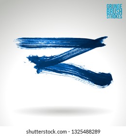 Blue brush stroke and texture. Grunge vector abstract hand - painted element. Underline and border design.