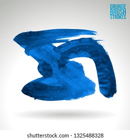 Blue brush stroke and texture. Grunge vector abstract hand - painted element. Underline and border design.
