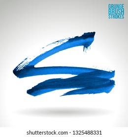 Blue brush stroke and texture. Grunge vector abstract hand - painted element. Underline and border design.