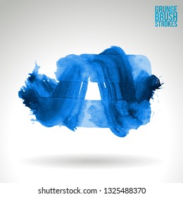 Blue brush stroke and texture. Grunge vector abstract hand - painted element. Underline and border design.