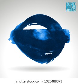 Blue brush stroke and texture. Grunge vector abstract hand - painted element. Underline and border design.