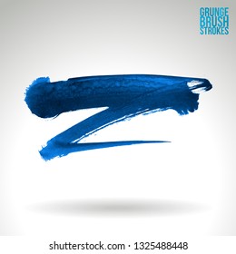 Blue brush stroke and texture. Grunge vector abstract hand - painted element. Underline and border design.