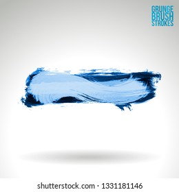 Blue brush stroke and texture. Grunge vector abstract hand - painted element. Underline and border design.
