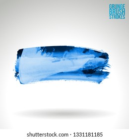 Blue brush stroke and texture. Grunge vector abstract hand - painted element. Underline and border design.