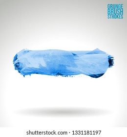 Blue brush stroke and texture. Grunge vector abstract hand - painted element. Underline and border design.