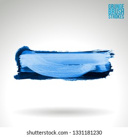 Blue brush stroke and texture. Grunge vector abstract hand - painted element. Underline and border design.