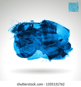 Blue brush stroke and texture. Grunge vector abstract hand - painted element. Underline and border design.