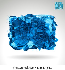 Blue brush stroke and texture. Grunge vector abstract hand - painted element. Underline and border design.