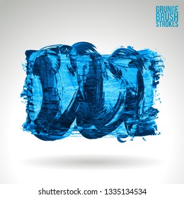 Blue brush stroke and texture. Grunge vector abstract hand - painted element. Underline and border design.