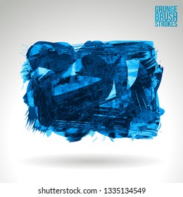 Blue brush stroke and texture. Grunge vector abstract hand - painted element. Underline and border design.