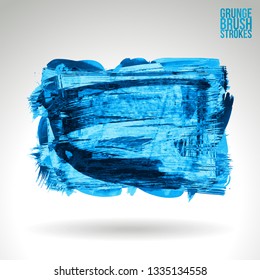 Blue brush stroke and texture. Grunge vector abstract hand - painted element. Underline and border design.