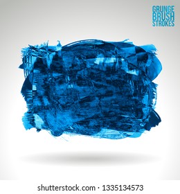Blue brush stroke and texture. Grunge vector abstract hand - painted element. Underline and border design.
