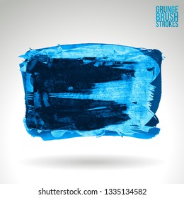 Blue brush stroke and texture. Grunge vector abstract hand - painted element. Underline and border design.