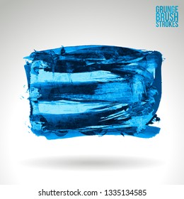 Blue brush stroke and texture. Grunge vector abstract hand - painted element. Underline and border design.